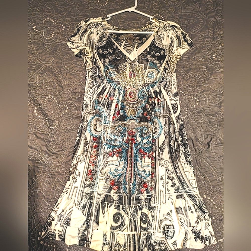 S-Twelve Rhinestone Babydoll Dress